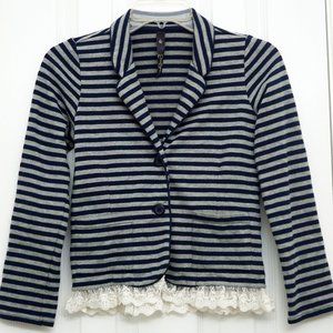Jessica Simpson casual blazer stripes and lace